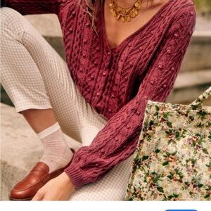 Sézane Beryl cardigan knit in pink (heather rose)